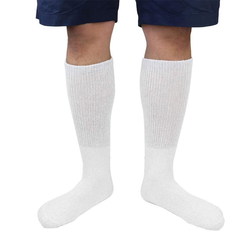 Falari Physicians Approved Diabetic Socks For Men Women Non-Binding Loose Top Wide Crew Length (6-Pack, White, 13-15) - Image 5